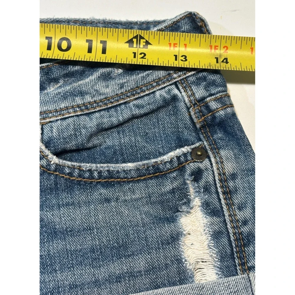 Aeropostale Denim Shorts Womens Size 0 Blue Distressed Cuffed Low Rise Cotton
